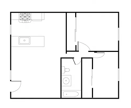 Floor plan 2 Bed 1 Bath