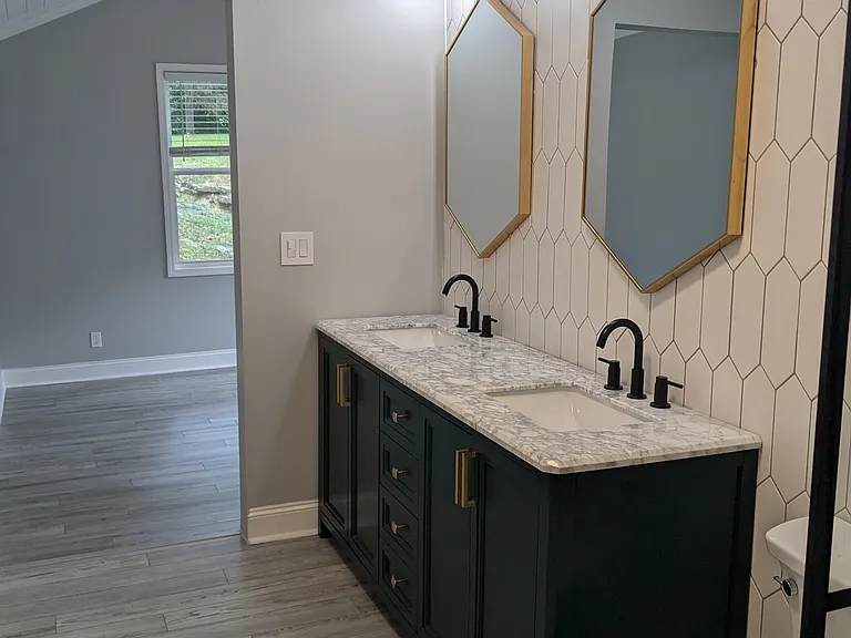 Master bathroom featuring dual sink vanity