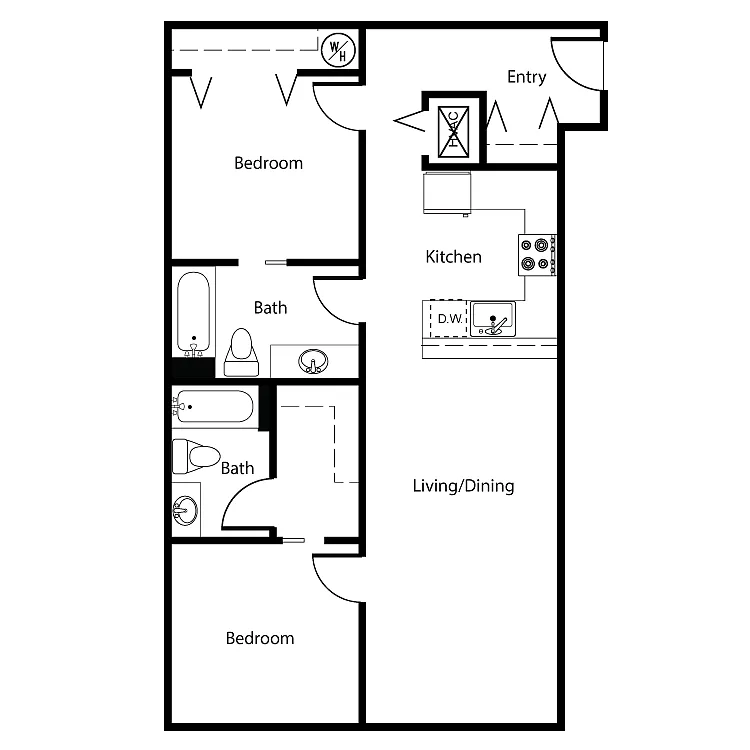 Floor plan Clearwater 2 Bed 2 Bath C
