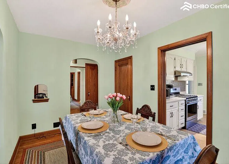Kitchen and hall from dining room