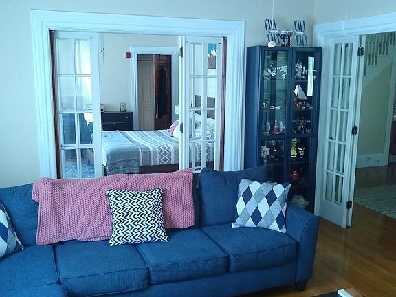 From TV room view right to Living room, forward to bedroom.