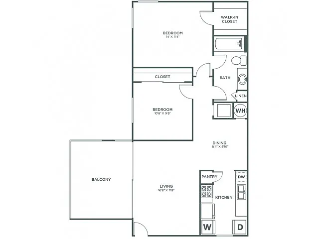 Floor plan Maple (827 SF)