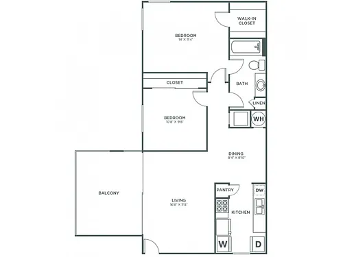 Floor plan Maple (827 SF)