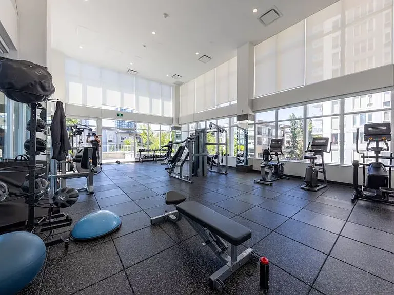 The building has a fully equipped gym with options for cardio, strength training, and more to keep you active during your stay.