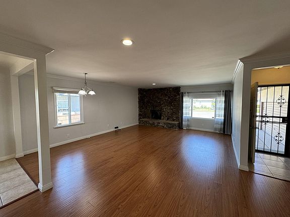 Open living and dining room