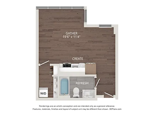 Floor plan Studio 445 Sqft