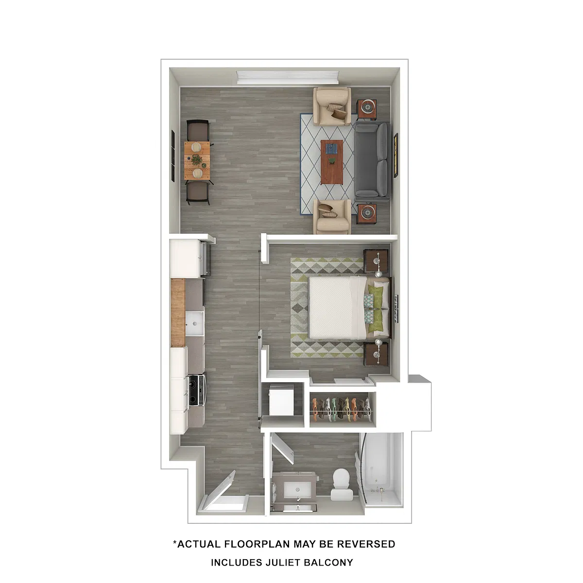 Floor plan 1 Bedroom E F