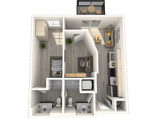 Floor plan C1 - 1 Bedroom 2 Bath + Den