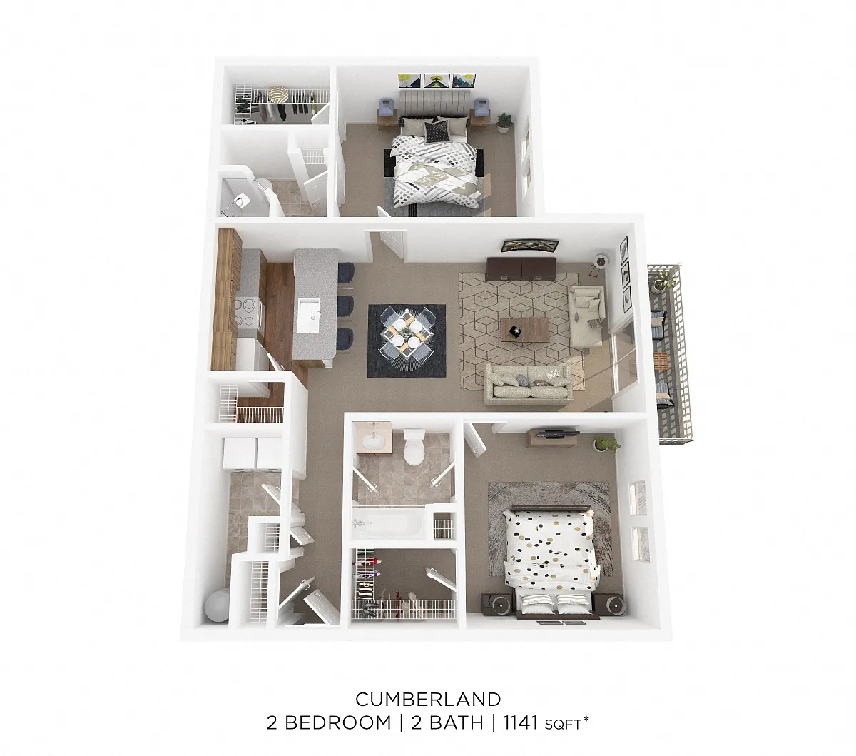 Floor plan Two Bedroom 2 Bath - The Cumberland