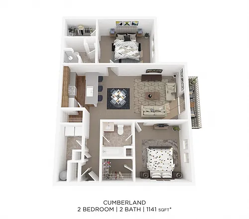 Floor plan Two Bedroom 2 Bath - The Cumberland