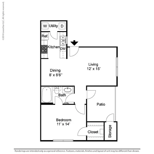 Floor plan 1 Bedroom - A2