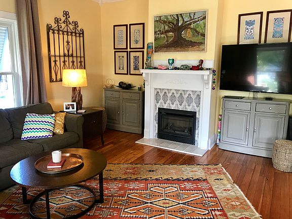 Living room with fireplace