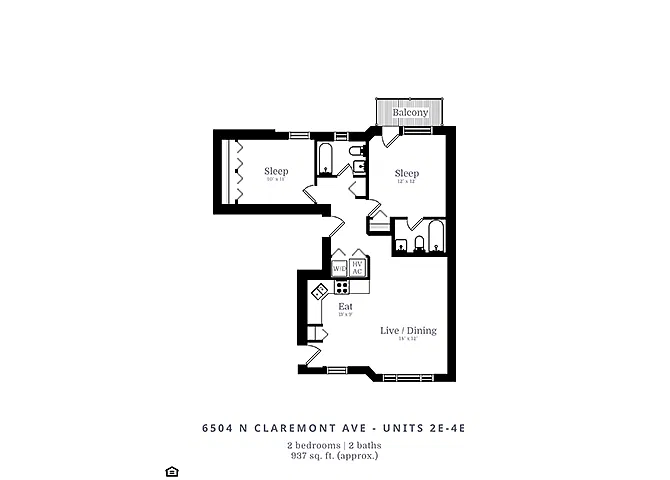 Floor plan 2 Bedroom | 2 Bath (C4)
