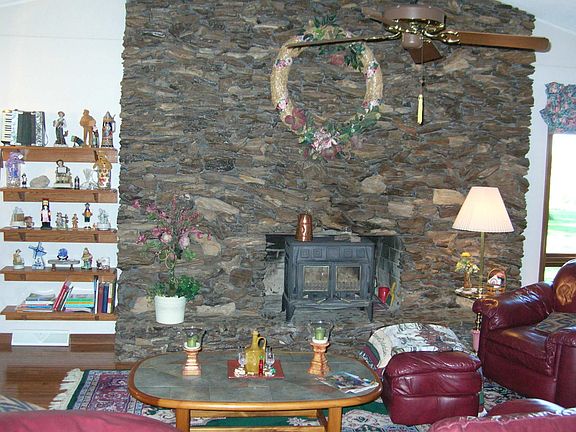 Front View of Petrified Wood Fireplace