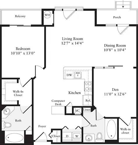 Floor plan 2 Bedrooms M