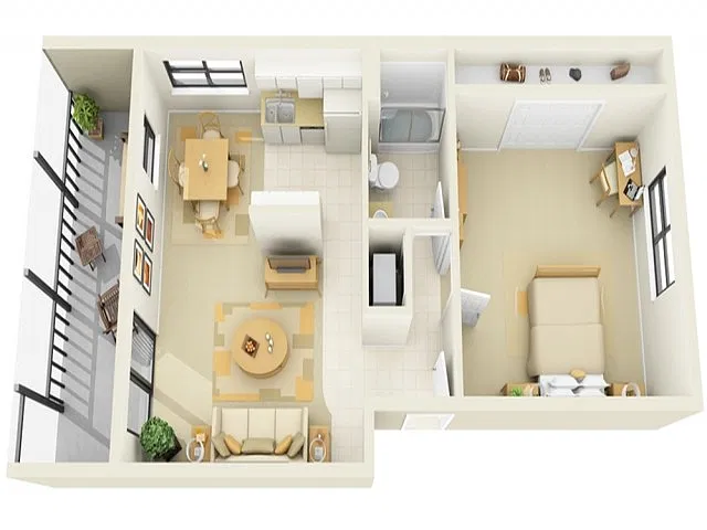 Floor plan 1 Bed/1 Bath