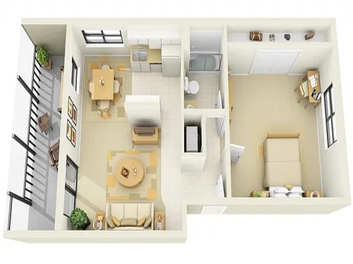 Floor plan 1 Bed/1 Bath