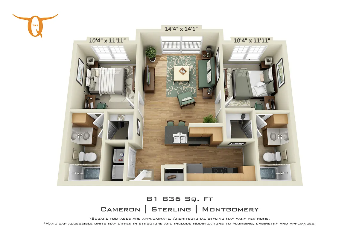 Floor plan 2 Bedroom (Price Per Bed)