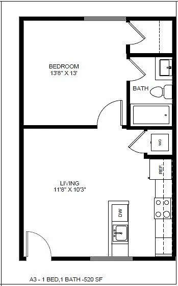 Floor plan 1 Bedroom 1 Bathroom