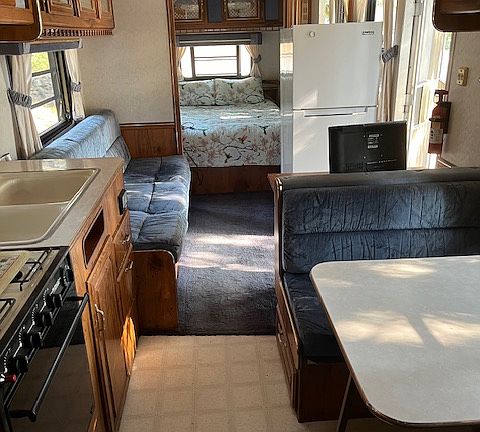 Looking from kitchen into bedroom