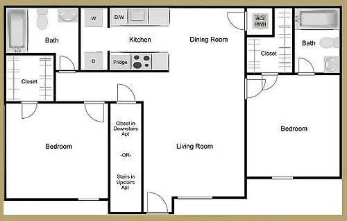 Floor plan 2 Bed 2 Bath