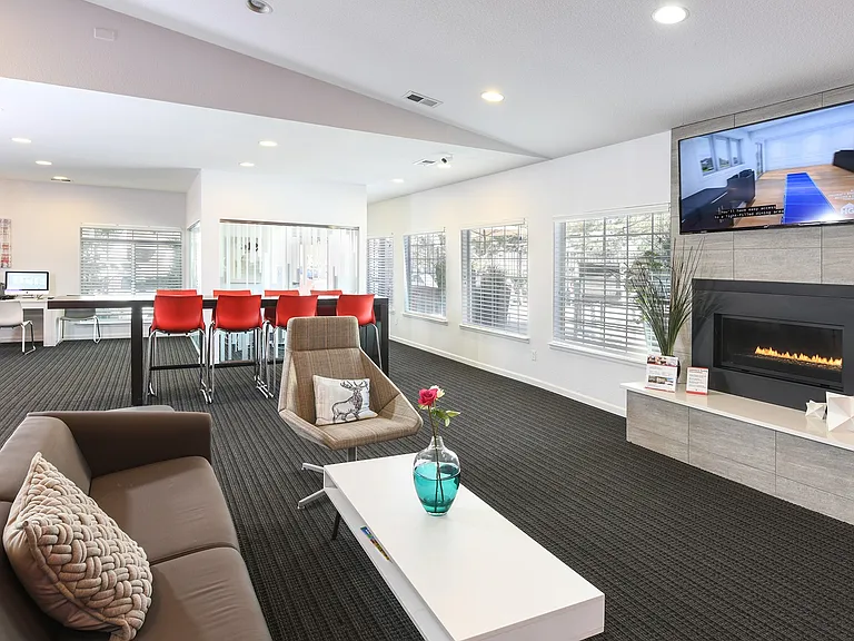 The resident clubhouse is the perfect space to relax and connect.