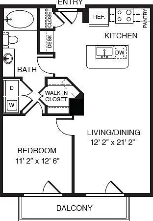 WaterWall Place - A3 - 1 Beds - 1 Baths - 751 Sq. ft.