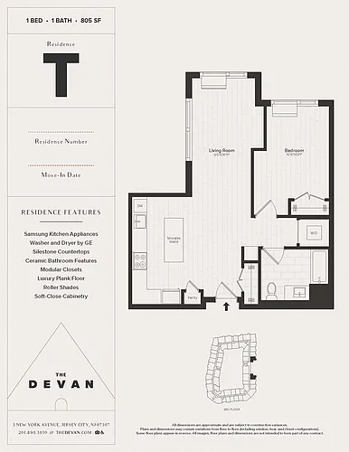 Floor plan 1 Bed 1 Bath T