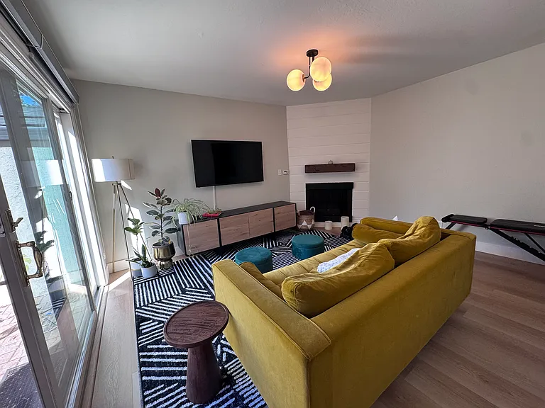 Family room, overlooking first of two private patios