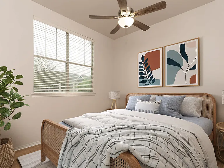 Bedroom with hard surface flooring
