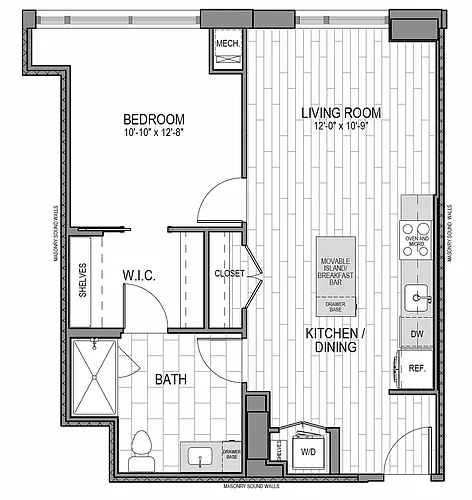 Floor plan 1BR/1BA