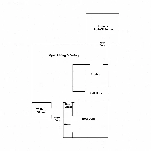 Floor plan 1 Bedroom 1 Bath (1dS)