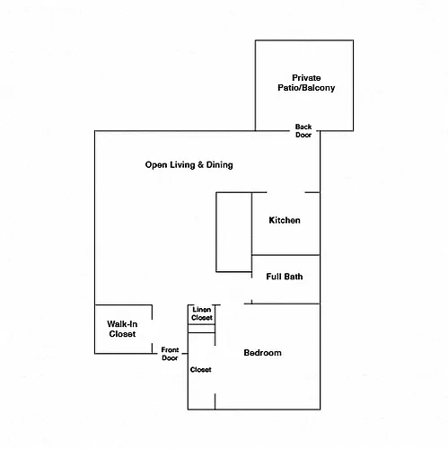 Floor plan 1 Bedroom 1 Bath (1dS)
