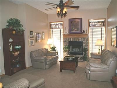 The main floor living room with fireplace.