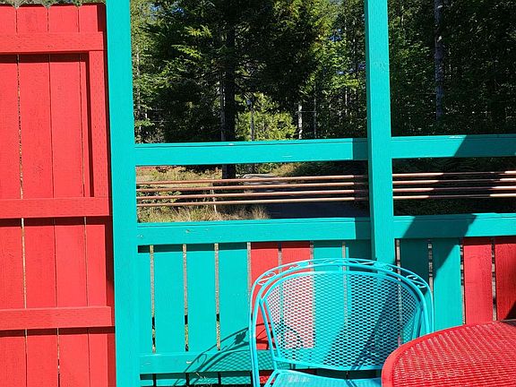 Seating area on the sunny end of the patio