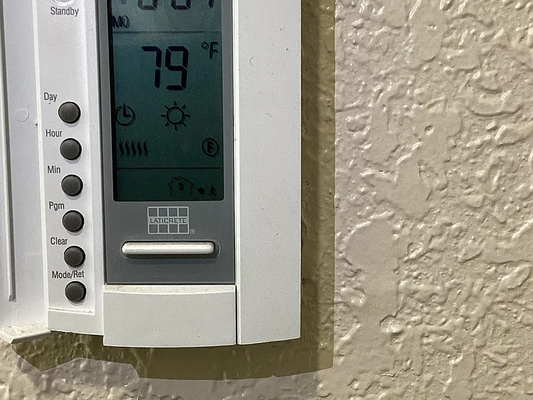 Bathroom floor is heated.