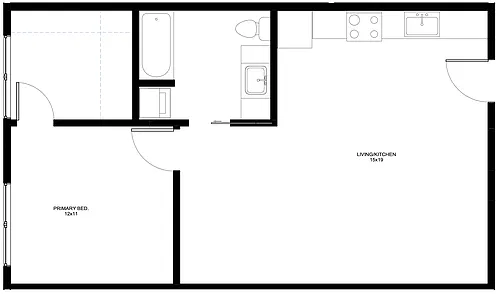 Floor plan 1 Bedroom 1 Bathroom