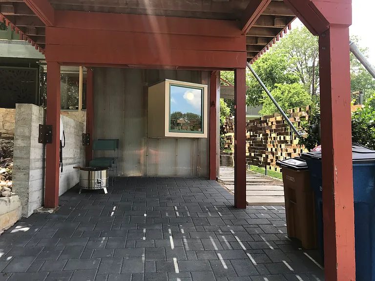 trash bins in front of house shared with landlord