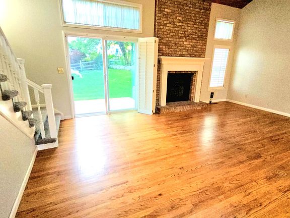 Hall with wood fireplace