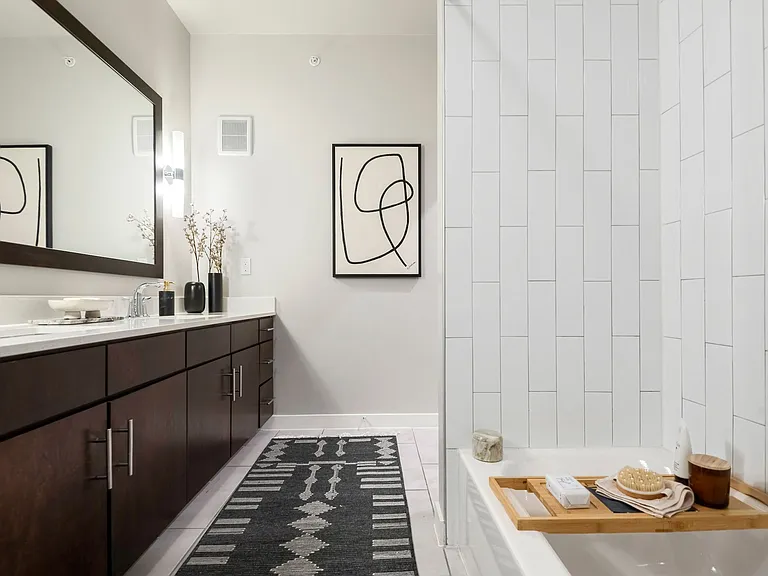 Double Bath Vanity with Modern Fixtures and Ample Counter Space