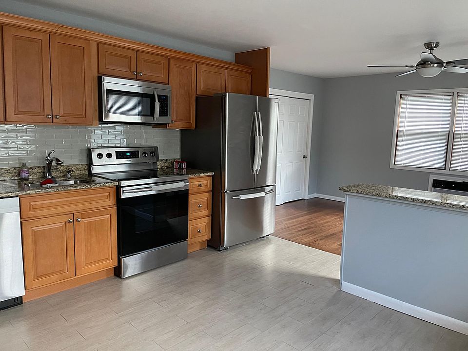 Kitchen with stainless steel appliances