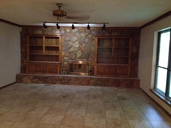 Large living room with gas fireplace