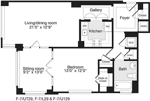 Floor plan 1 Bedroom II
