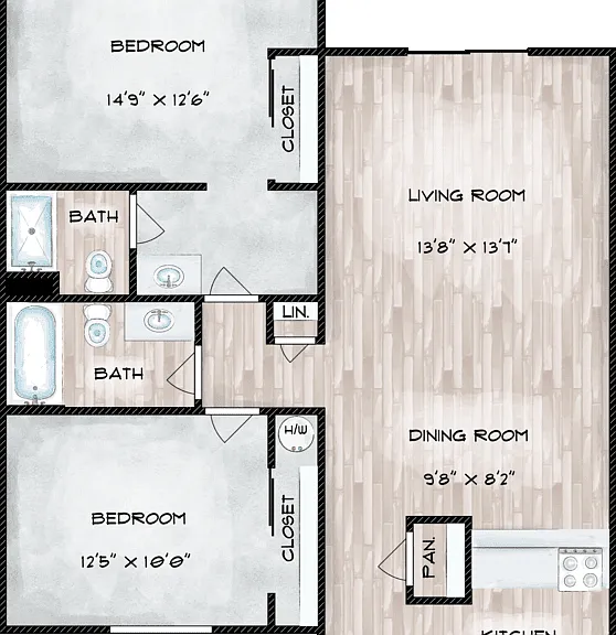 2x2 - CLASSIC Floorplan Diagram
