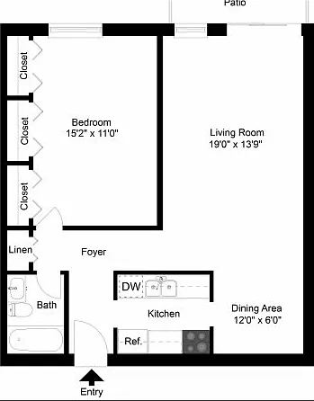 One bedroom floor plan One bedroom floor plan