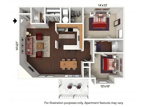 Floor plan C Plan - 2 Bed/1.5 Bath*
