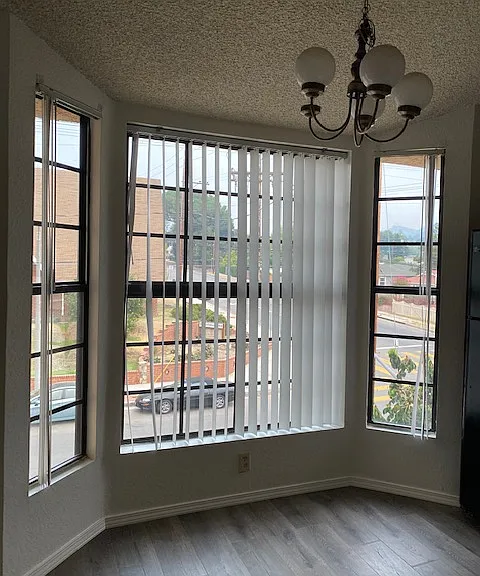 Dining Area with a view of the church and residential neighborhood.