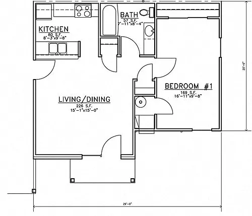 Floor plan 1 Bedroom Unit