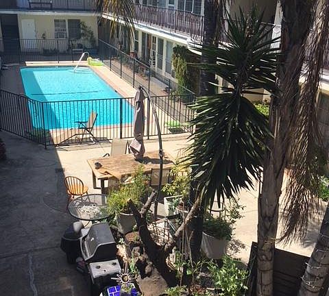 Courtyard and pool. Not heated, but a summer blessing!