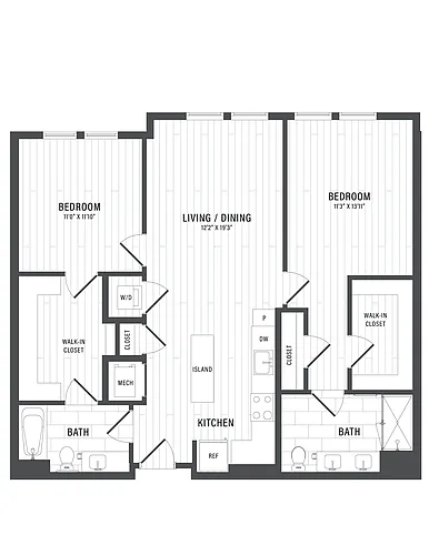 Floor plan 2 Bed/2 Bath-E1.4
